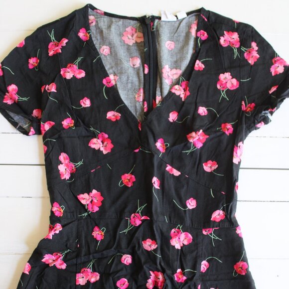 GAP Pink & Black Floral V-Neck Mini Dress - Picture 4 of 7